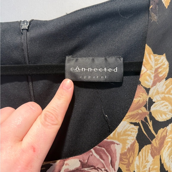 Connected Apparel Black and Purple Floral Midi Dress - Picture 2 of 3